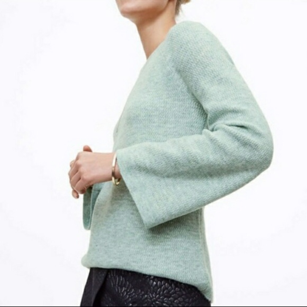 LOFT Mint Textured Bell Sleeve Sweater SZ XS